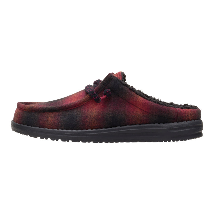 Wally Slip Cozy Plaid - Red Plaid/Black